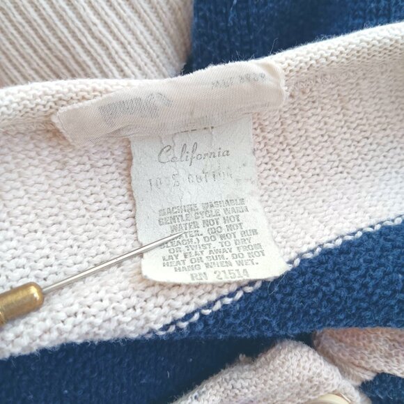 Vintage Women's Medium Top 1970's Monarch Knit Striped Short-Sleeve Sweater Boho - Picture 6 of 6